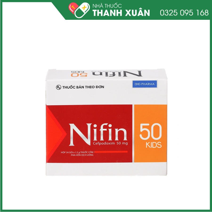 Cốm pha hỗn dịch uống Nifin 50 Kids trị nhiễm khuẩn