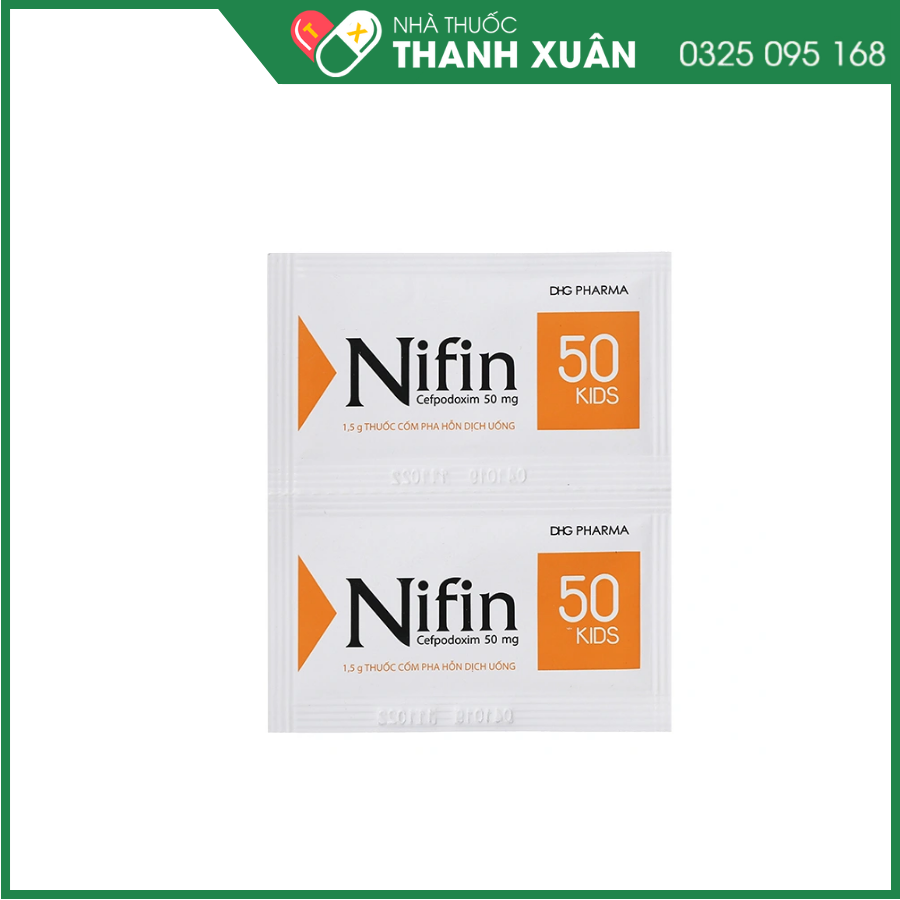 Cốm pha hỗn dịch uống Nifin 50 Kids trị nhiễm khuẩn
