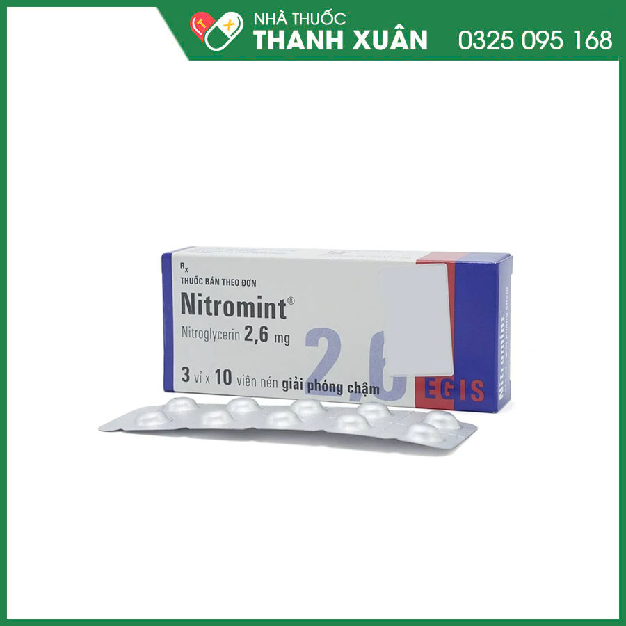 Nitromint 2,6mg chỉ định điều trị lâu dài bệnh động mạch vành và phòng ngừa cơn đau thắt ngực và hỗ trợ suy tim sung huyết