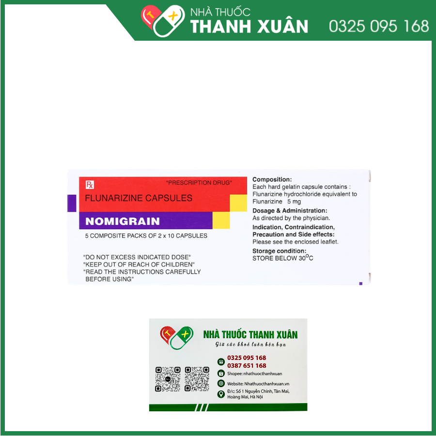 Nomigrain điều trị đau nửa đầu