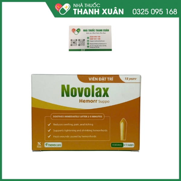 Viên đặt trĩ Novolax - Tăng sức bền thành mạch, làm co búi trĩ