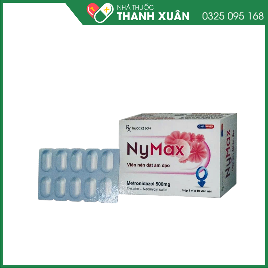 Viên nén đặt âm đạo NyMax trị nhiễm khuẩn, nhiễm nấm Candida, trùng roi