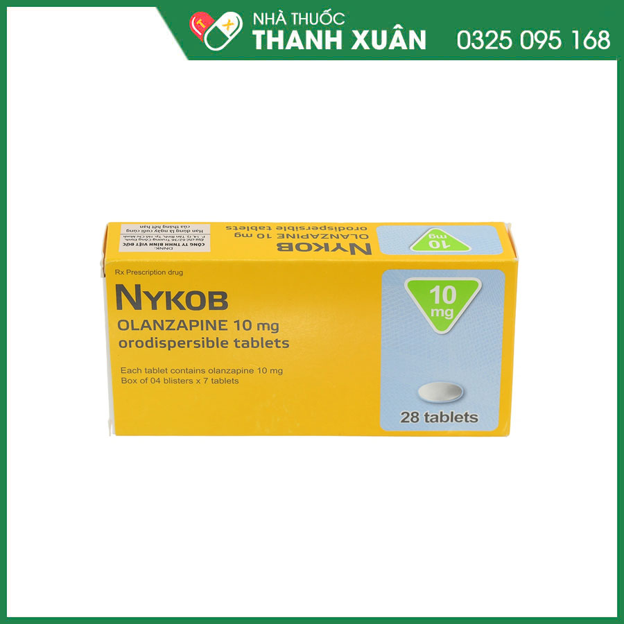 Nykob 10mg thuốc điều trị tâm thần phân liệt, hưng cảm thể trung bình tới nặng, phòng ngừa các rối loạn thể lưỡng cực tái phát