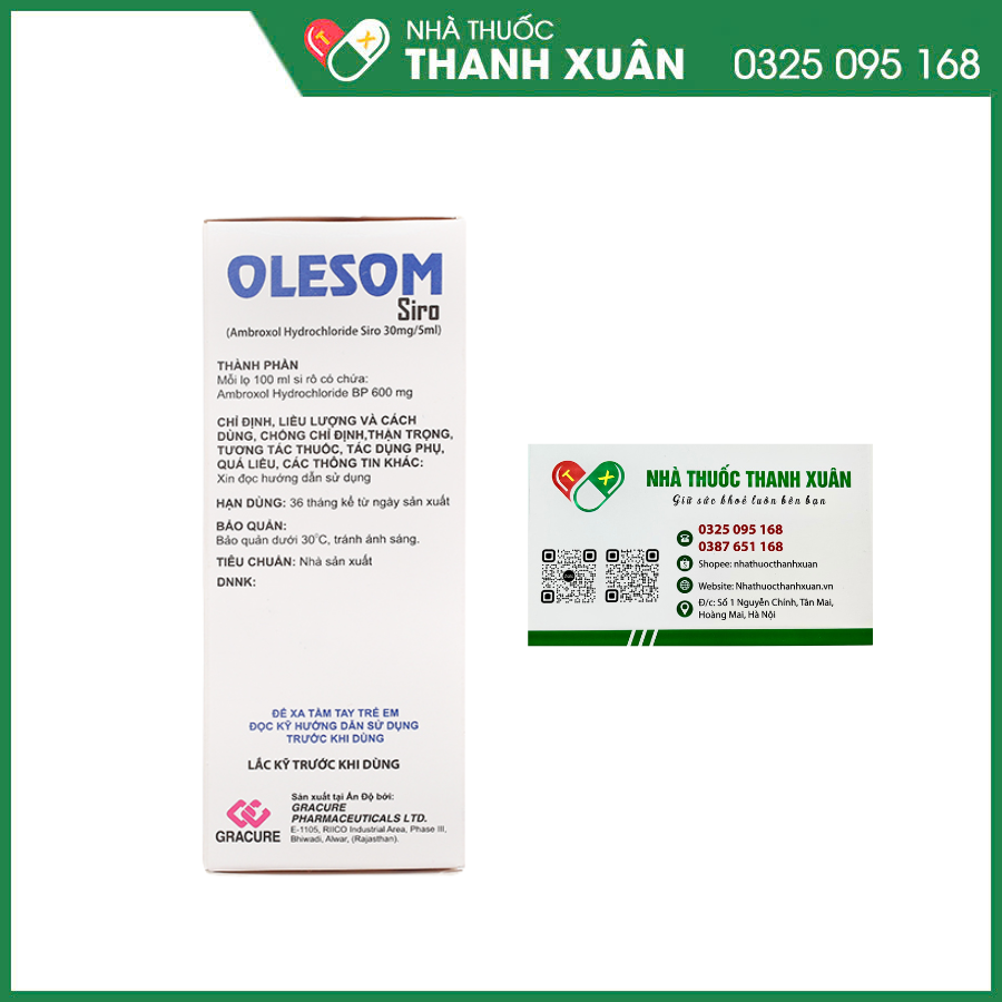 Siro Olesom 30mg/5ml tan đàm trong bệnh lý hô hấp