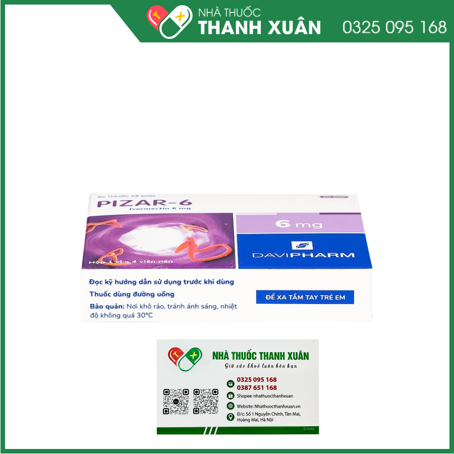 Pizar-6 điều trị các bệnh nhiễm trùng do ký sinh trùng, giun chỉ