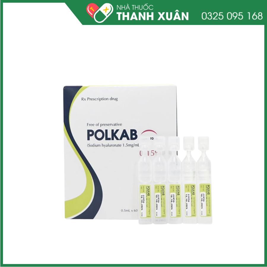 Dung dịch nhỏ mắt Polkab 0.15% điều trị rối loạn biểu mô giác mạc