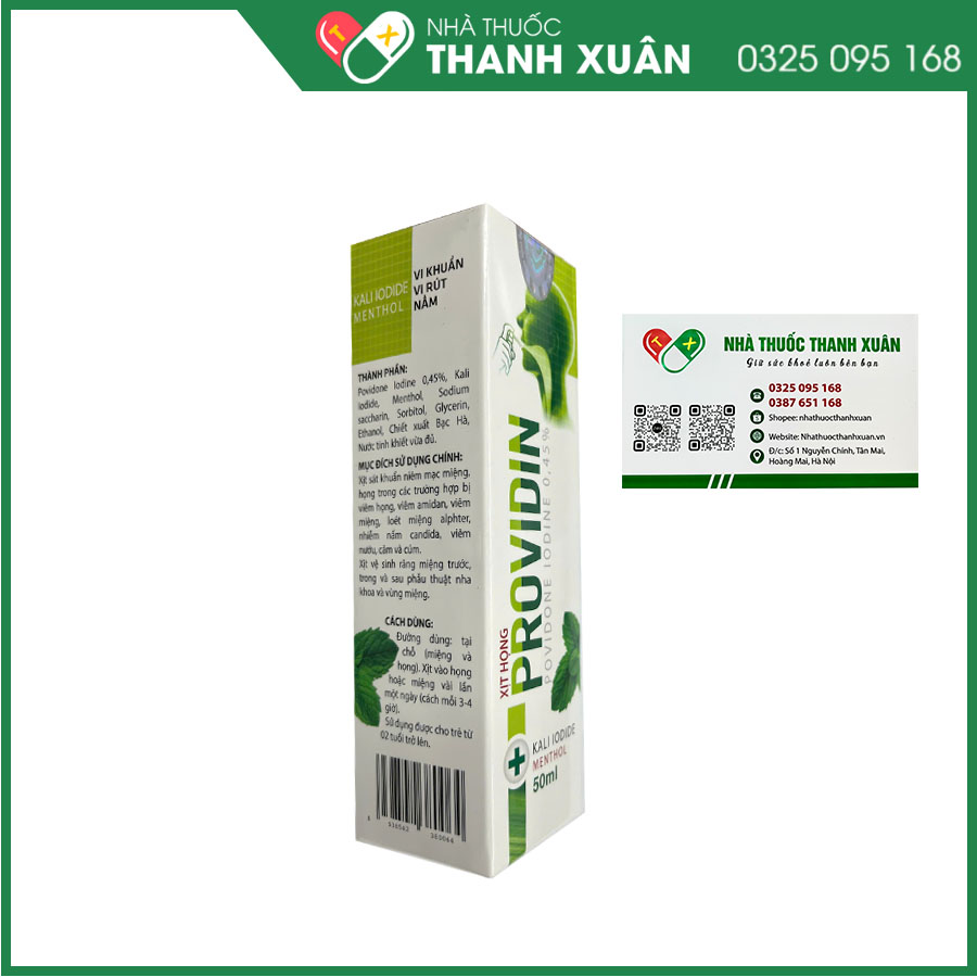 Xịt họng Providin - Giúp sát khuẩn niêm mạc họng, miệng