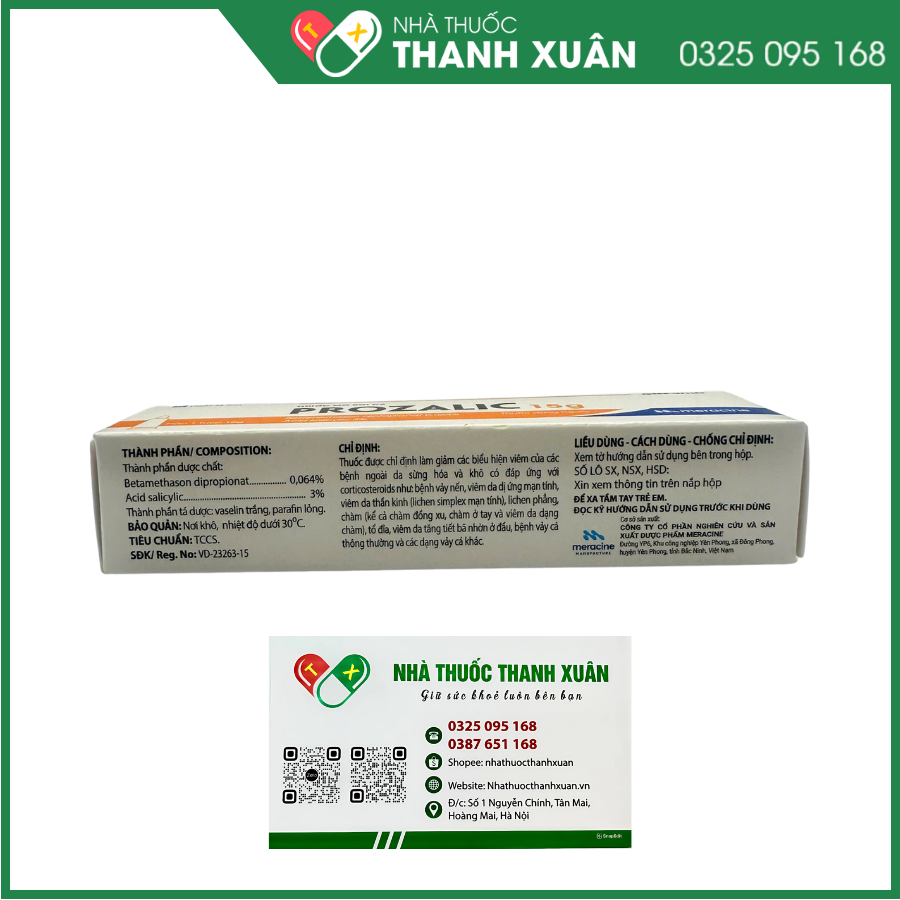 Prozalic điều trị viêm da dị ứng mạn tính, lichen phẳng, chàm, vảy cá, tổ đỉa
