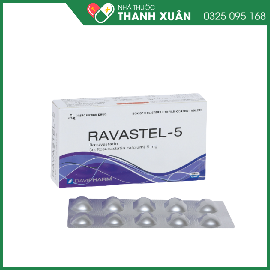 Ravastel-5 điều trị tăng cholesterol huyết, phòng ngừa biến cố tim mạch