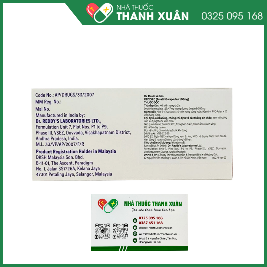 Redivec 100mg điều trị bệnh bạch cầu tủy mạn
