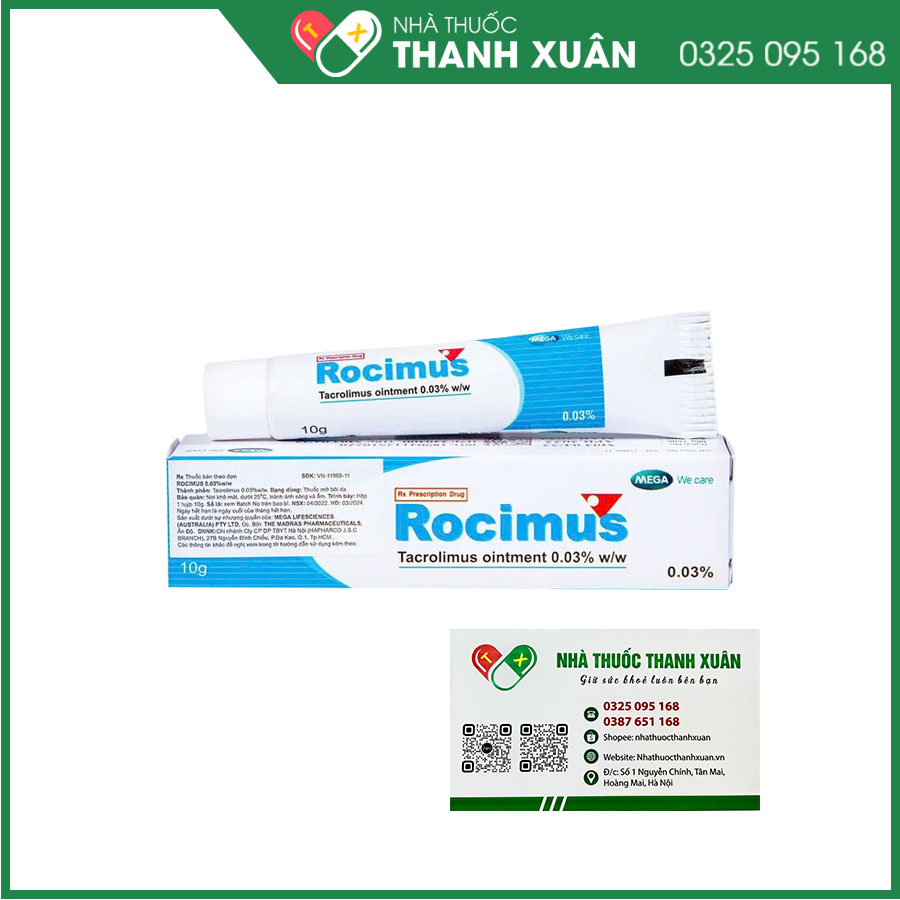 Rocimus 0.03% điều trị bệnh ngoài da do yếu tố miễn dịch, viêm da cơ địa
