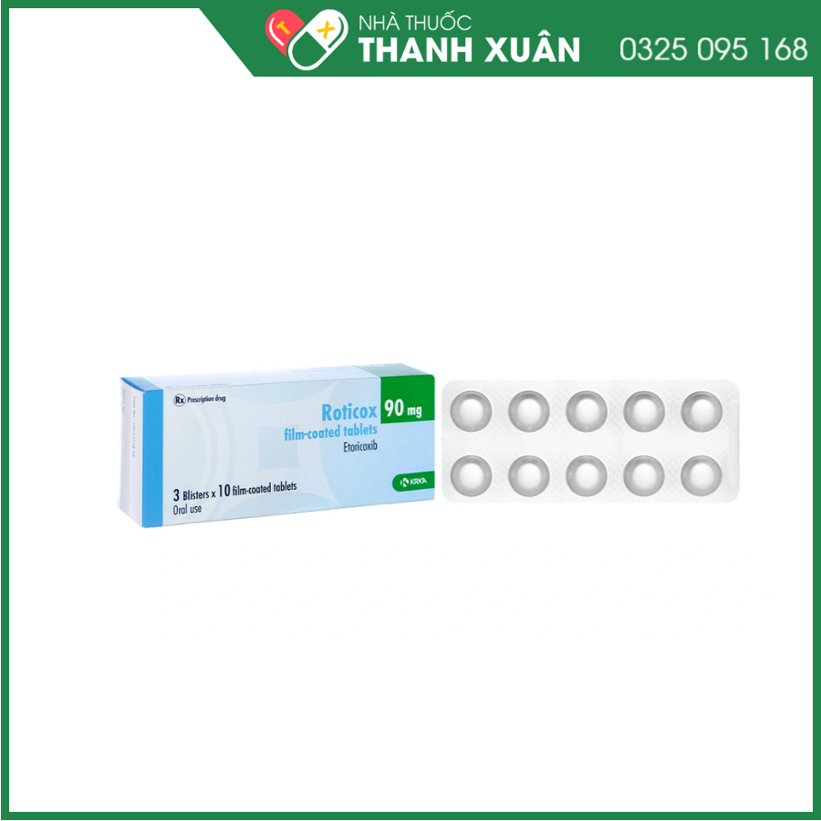 Roticox 90 mg thuốc điều trị thoái hóa khớp, viêm khớp dạng thấp, viêm cột sống dính khớp và viêm khớp gút cấp tính