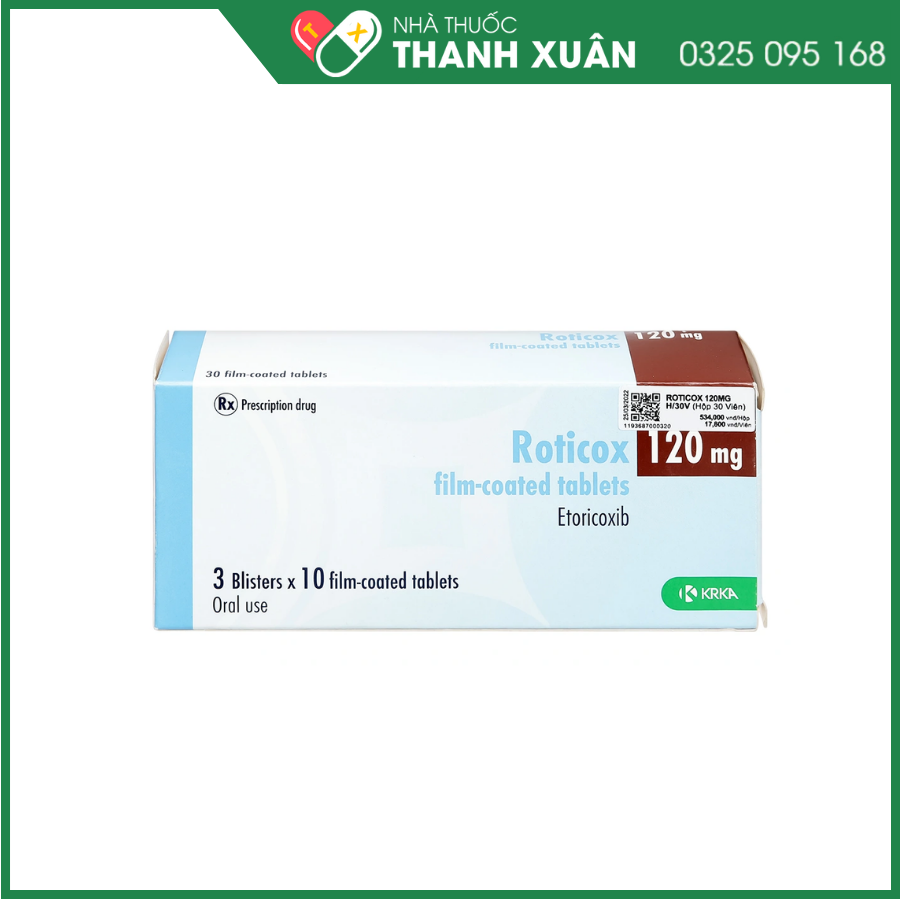 Roticox 120 mg thuốc điều trị thoái hóa khớp, viêm khớp dạng thấp, viêm cột sống dính khớp và viêm khớp gút cấp tính