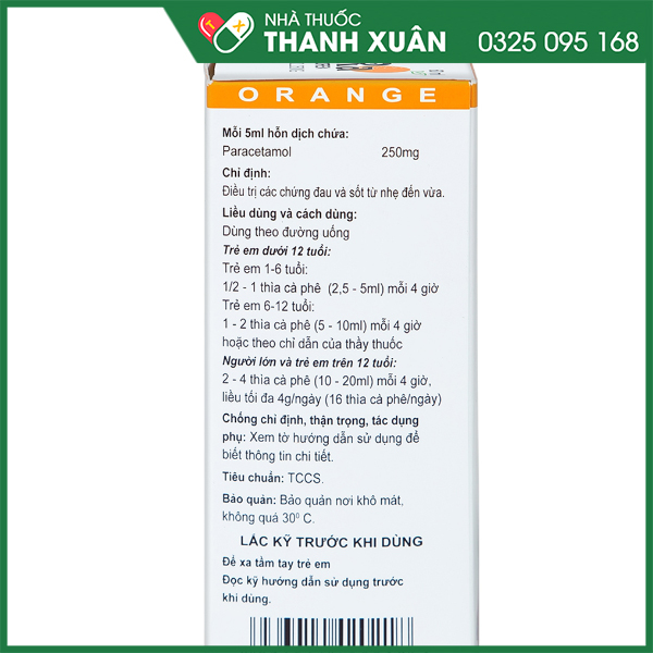 Sara điều trị sốt nhẹ đến sốt vừa