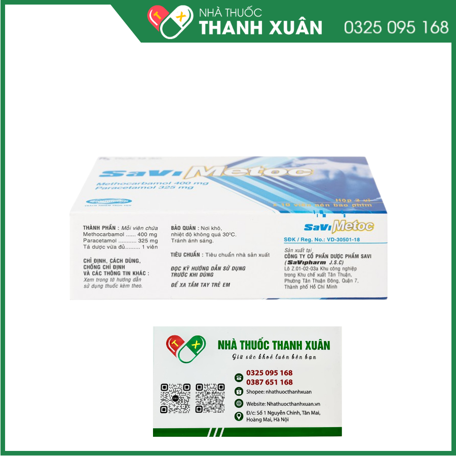 SaviMetoc giảm đau do co thắt cơ