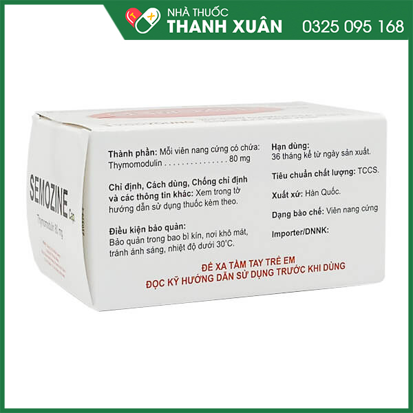 Semozine tăng cường miễn dịch, hỗ trợ trị nhiễm khuẩn