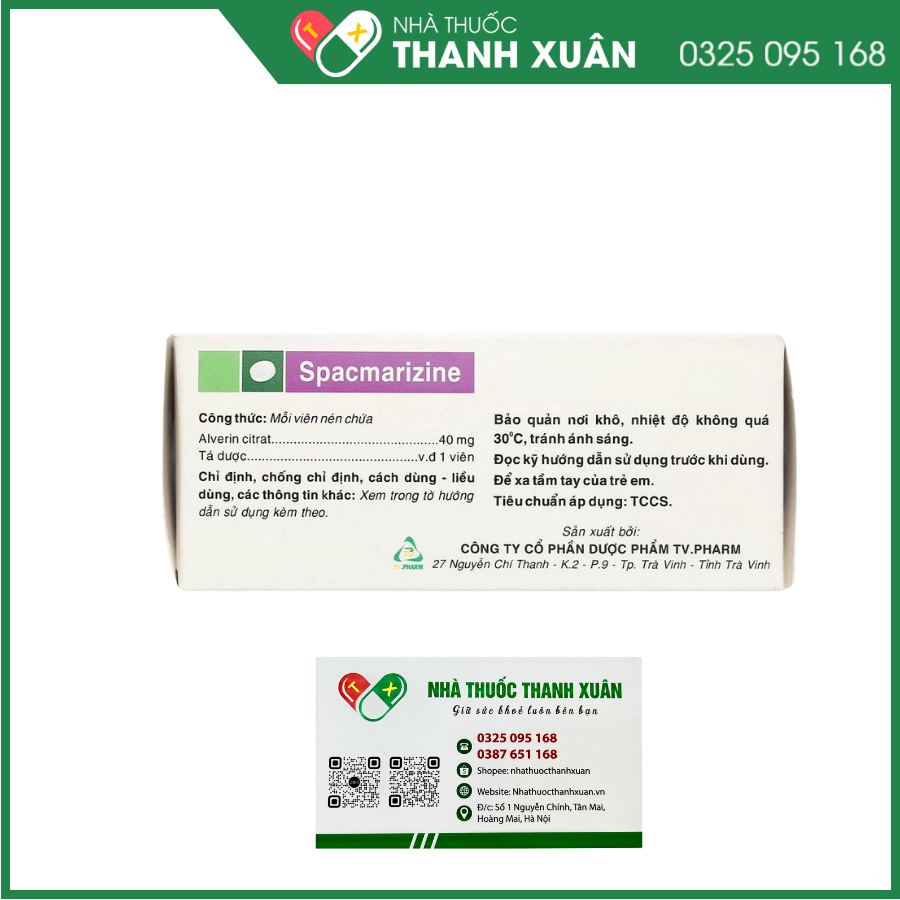 Spacmarizine 40mg giảm đau do co thắt cơ trơn ở đường tiêu hóa