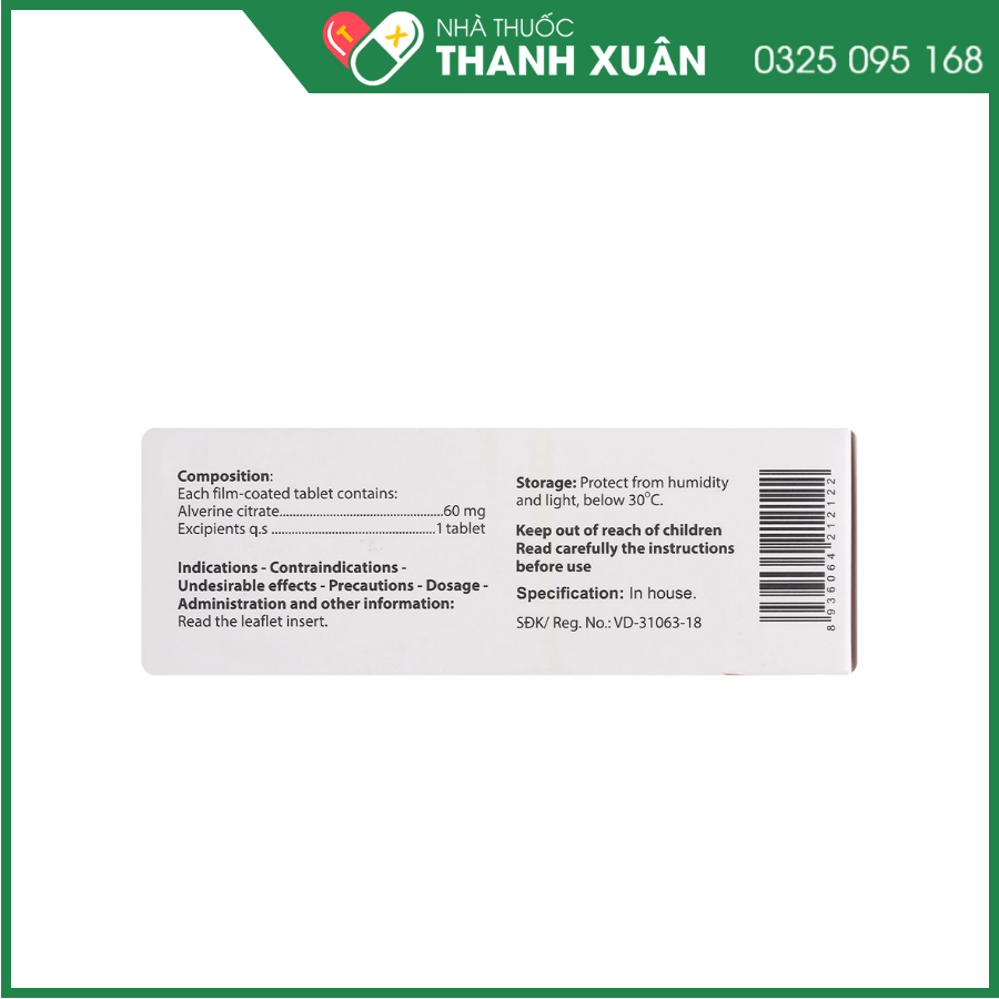 Spas-Agi 60 chống đau co thắt cơ trơn đường tiêu hóa