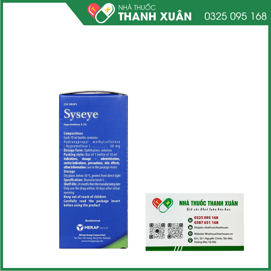 Dung dịch nhỏ mắt Syseye 0,3% giảm kích ứng mắt, khô mắt