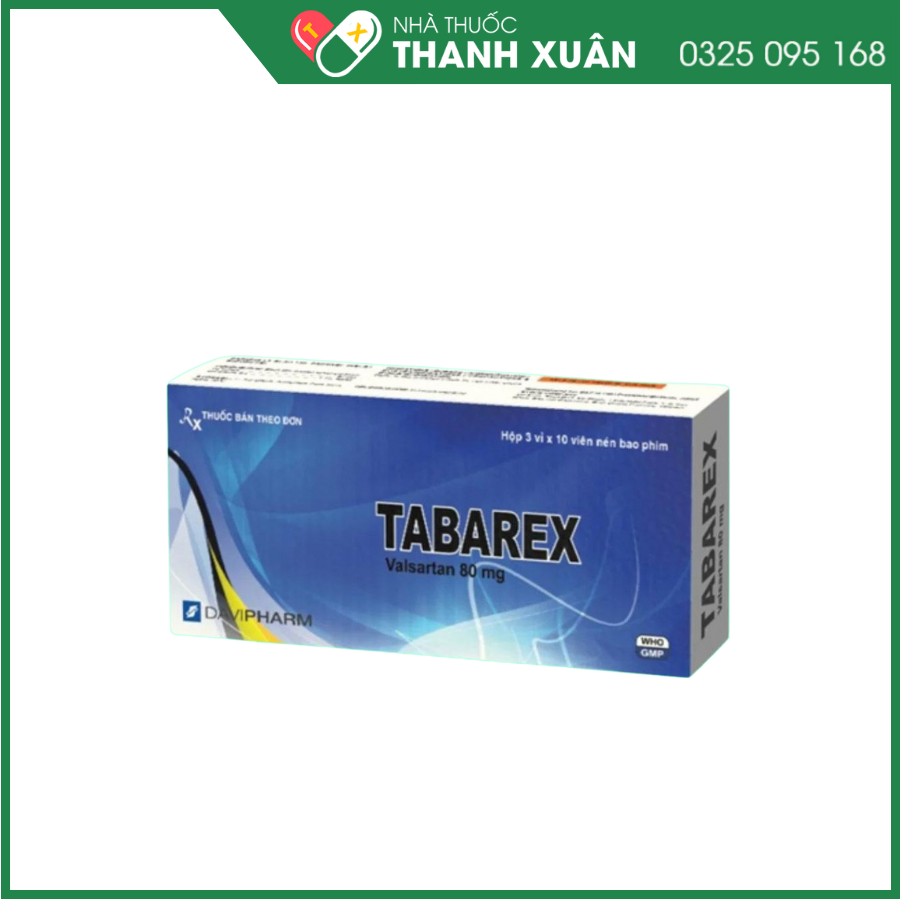 Tabarex 80mg điều trị tăng huyết áp, suy tim sung huyết