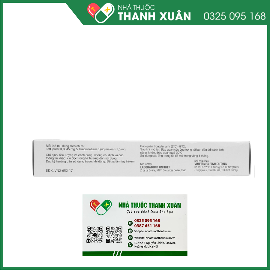 Dung dịch nhỏ mắt Taptiqom trị tăng nhãn áp (30 ống x 0.3ml)