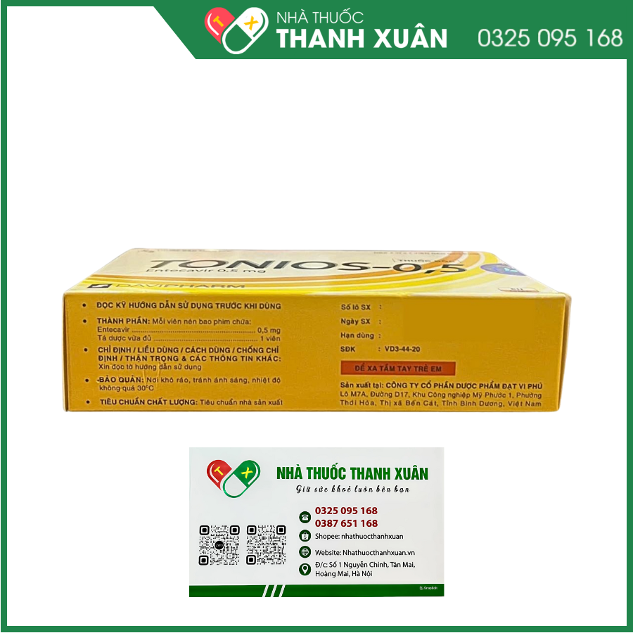 Thuốc Tonios-0.5 điều trị viêm gan B mạn