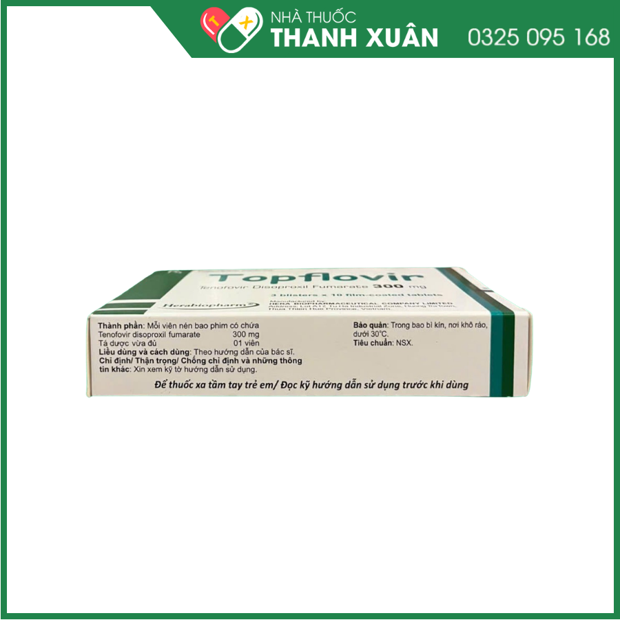 Topflovir 300 điều trị nhiễm HIV-1 bệnh viêm gan siêu vi B mạn tính