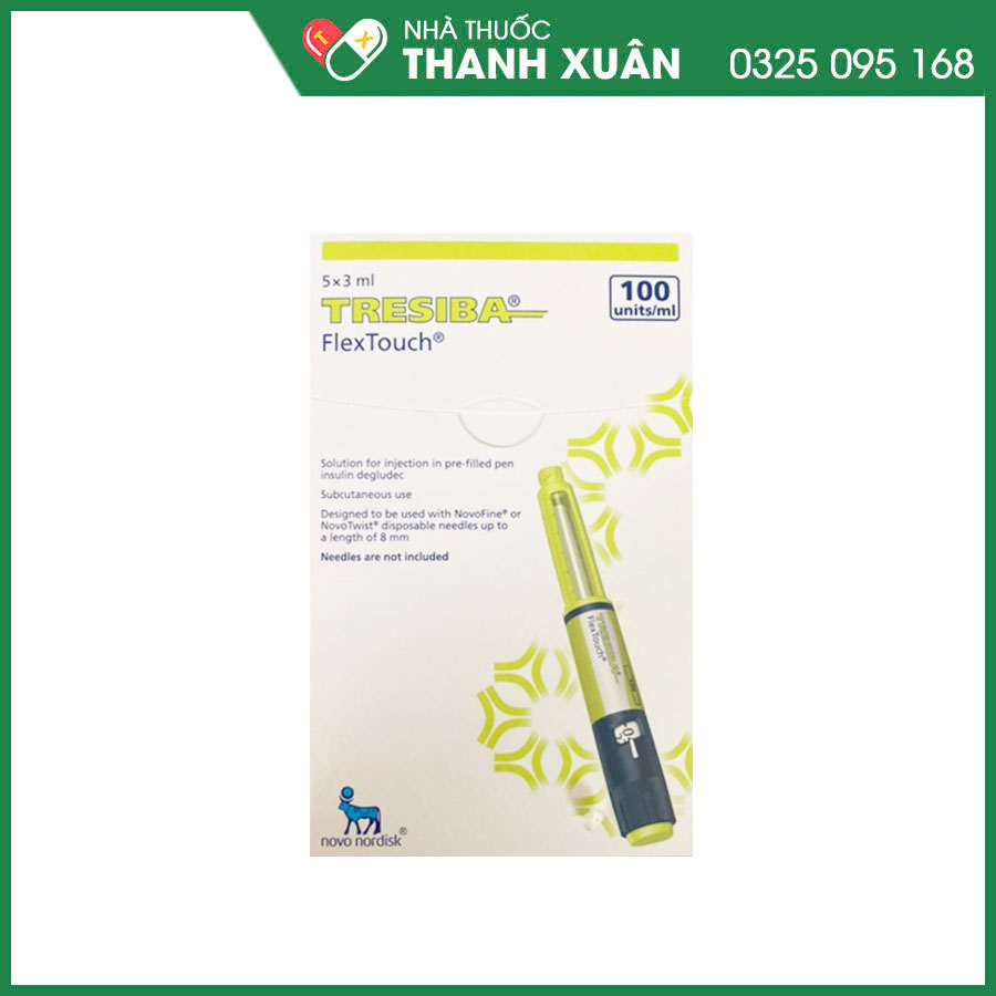 Tresiba Flextouch 100U/ml thuốc tiêm điều trị đái tháo đường ở người lớn, thanh thiếu niên và trẻ em từ 1 tuổi trở lên