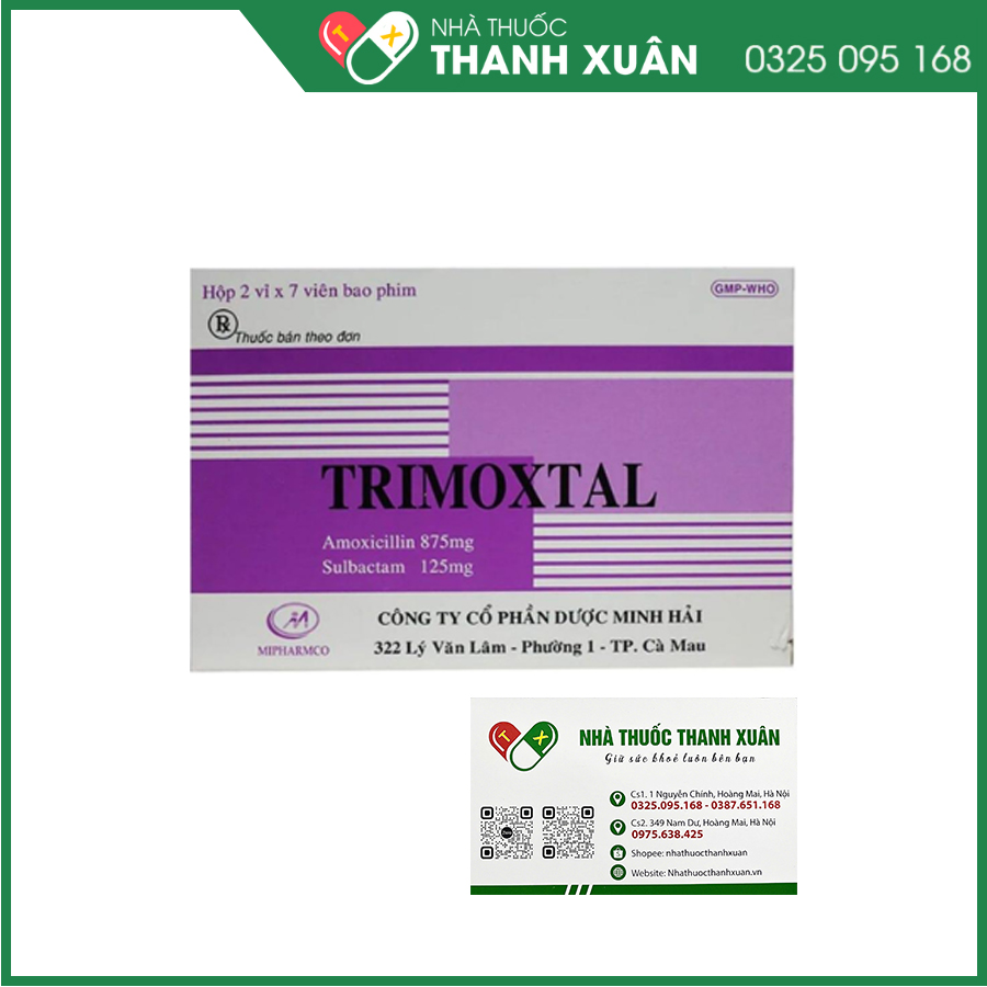 Trimoxtal 875/125 thuốc kháng sinh điều trị nhiễm khuẩn