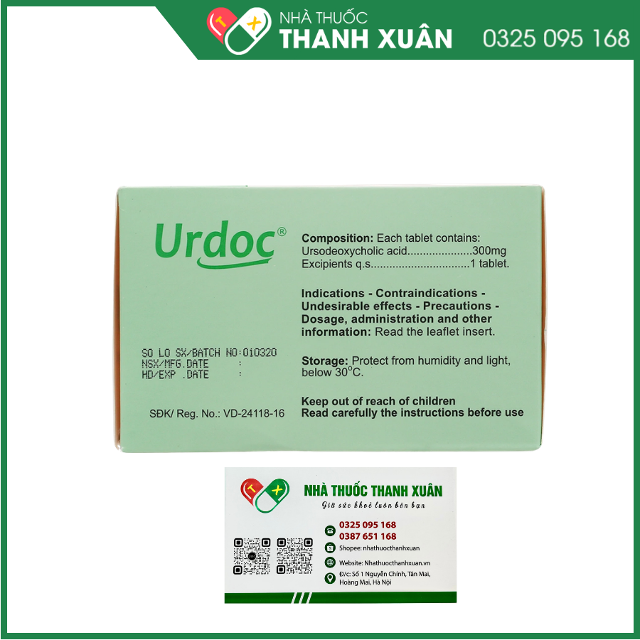 Urdoc 300mg hỗ trợ trị bệnh lý về gan mật