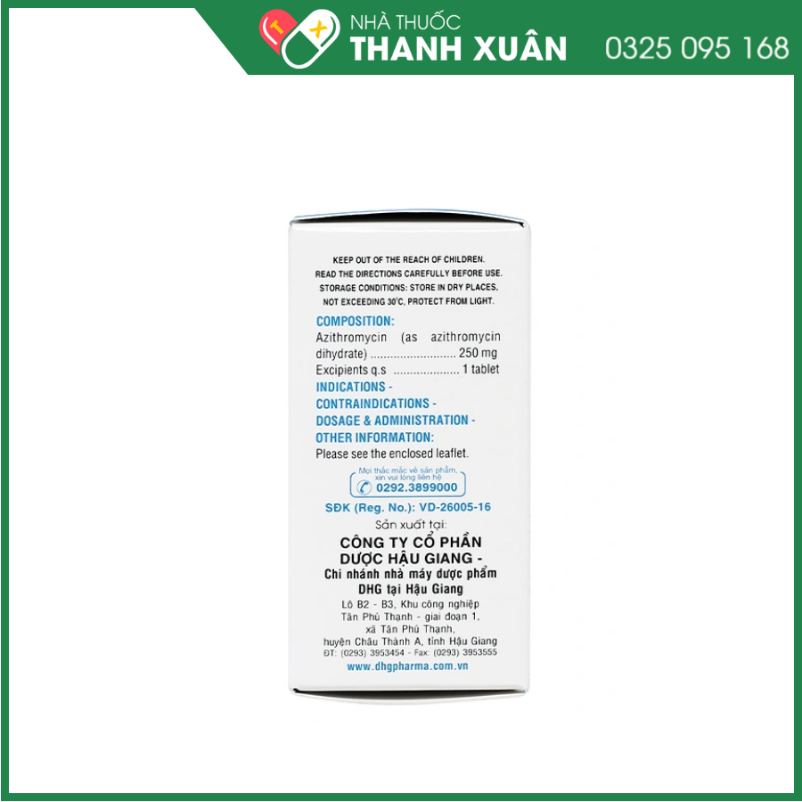 Thuốc Zaromax 250mg DHG điều trị nhiễm khuẩn