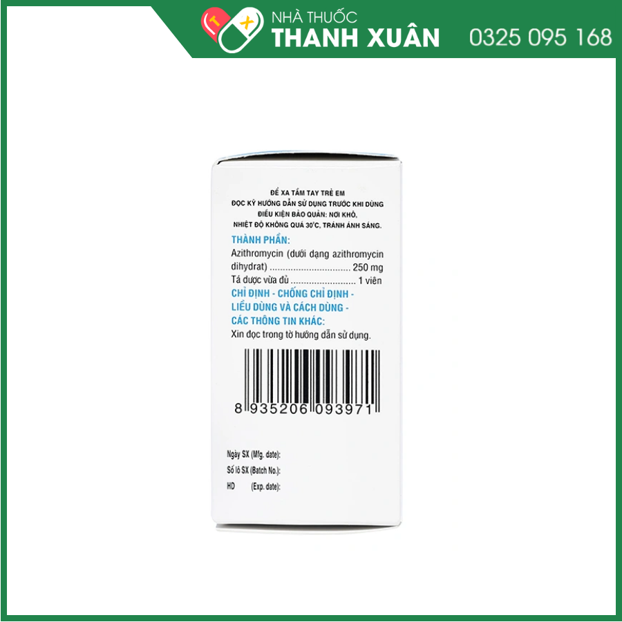 Thuốc Zaromax 250mg DHG điều trị nhiễm khuẩn