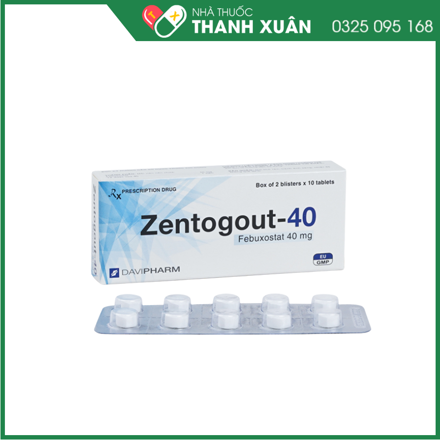 Zentogout-40 điều trị uric huyết cao mạn tính