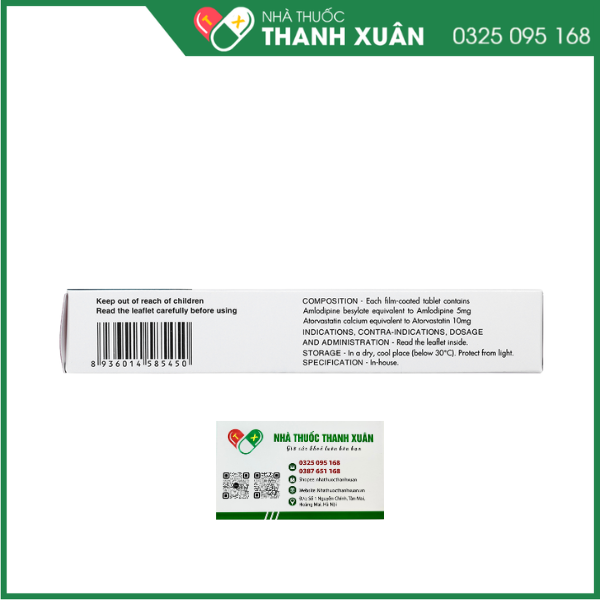 Zoamco-A 5mg/10mg trị tăng huyết áp và phòng đau thắt ngực ổn định