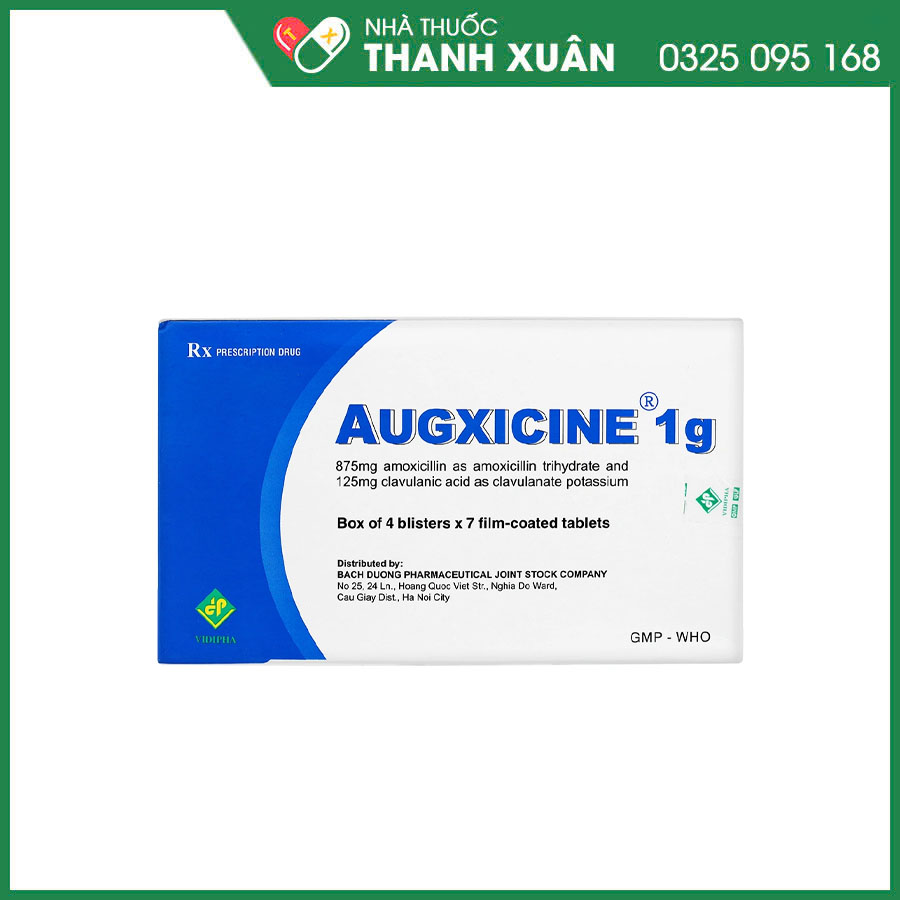 Augxicine 1g điều trị các nhiễm khuẩn hô hấp, tiết niệu, da–mô mềm, xương–khớp và nha khoa