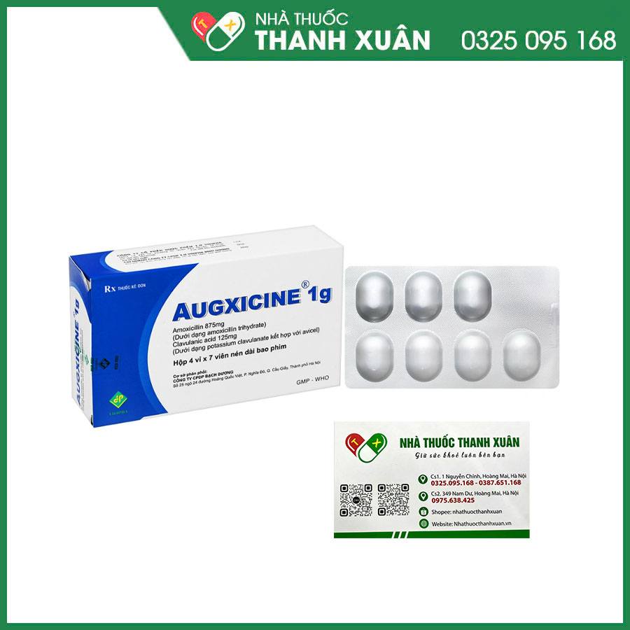 Augxicine 1g điều trị các nhiễm khuẩn hô hấp, tiết niệu, da–mô mềm, xương–khớp và nha khoa
