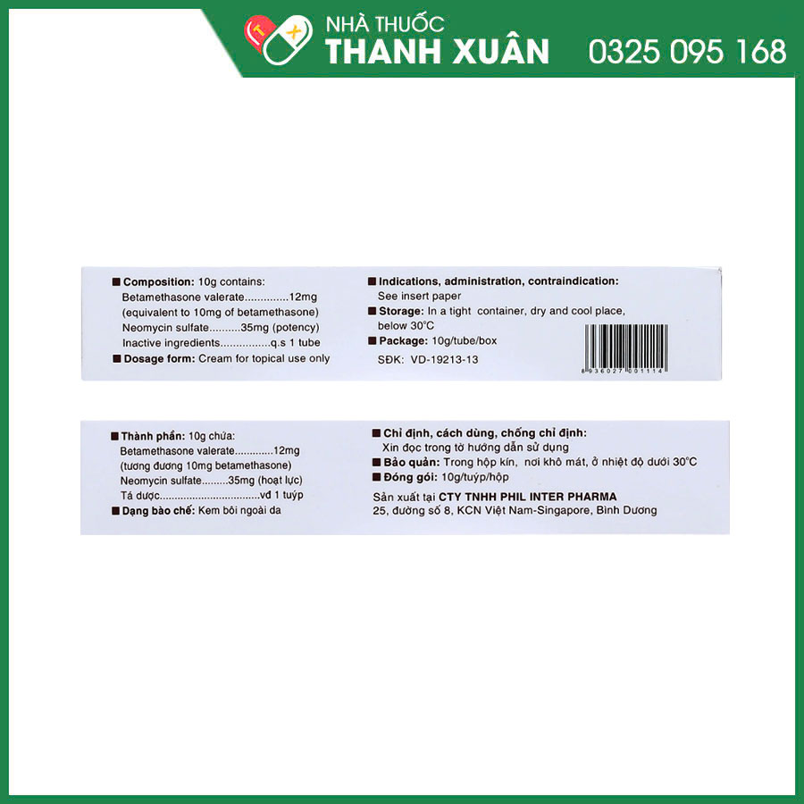 Betaderm-neomycin kem bôi điều trị viêm da do dị ứng, do nhiễm trùng