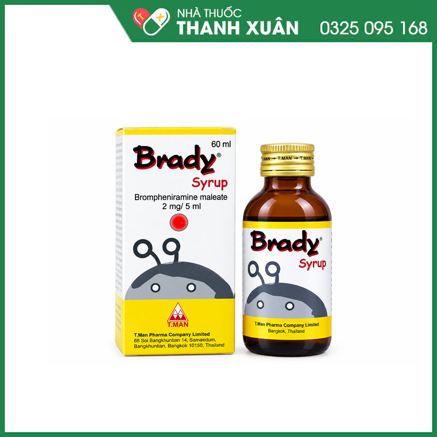 Brady Syrup thuốc điều trị các triệu chứng do cảm lạnh hoặc viêm mũi dị ứng