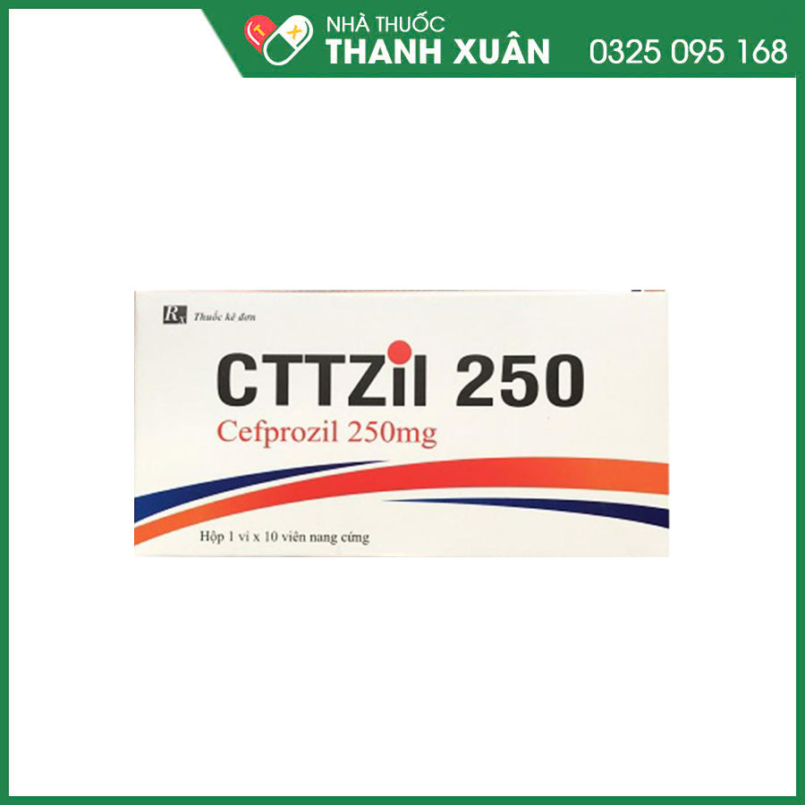 Cttzil 250 thuốc kháng sinh điều trị viêm nhiễm khuẩn đường hô hấp trên, nhiễm trùng da và cấu trúc da