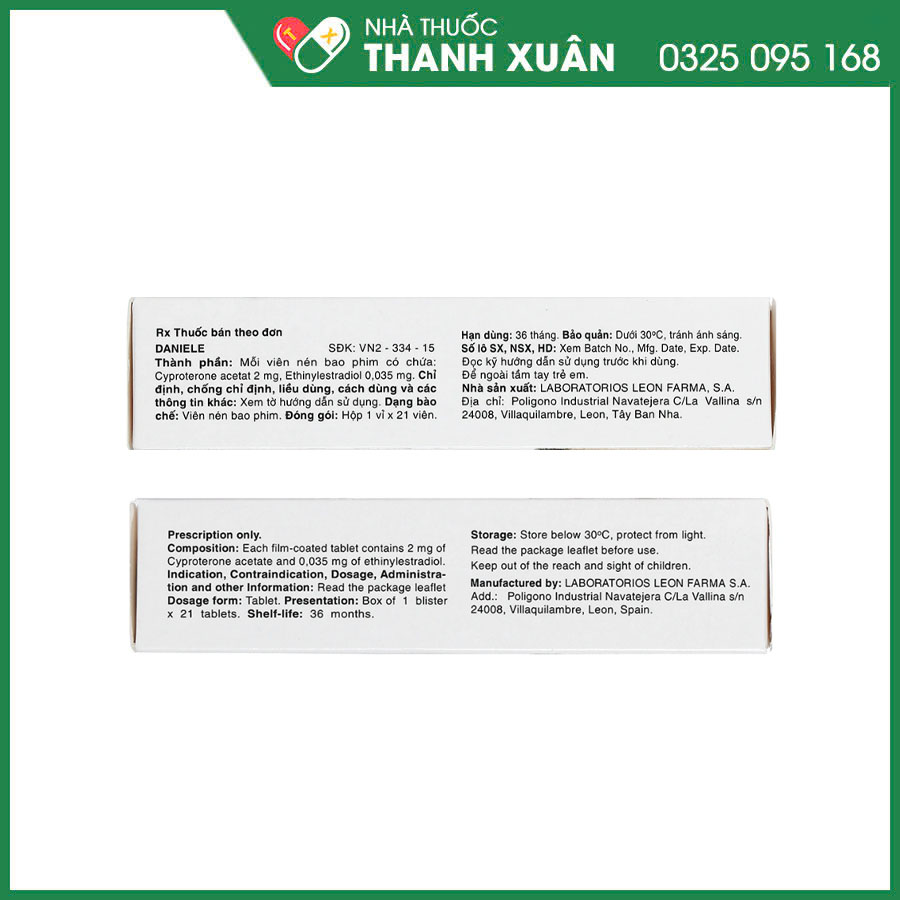 Daniele thuốc điều trị mụn, tránh thai hằng ngày