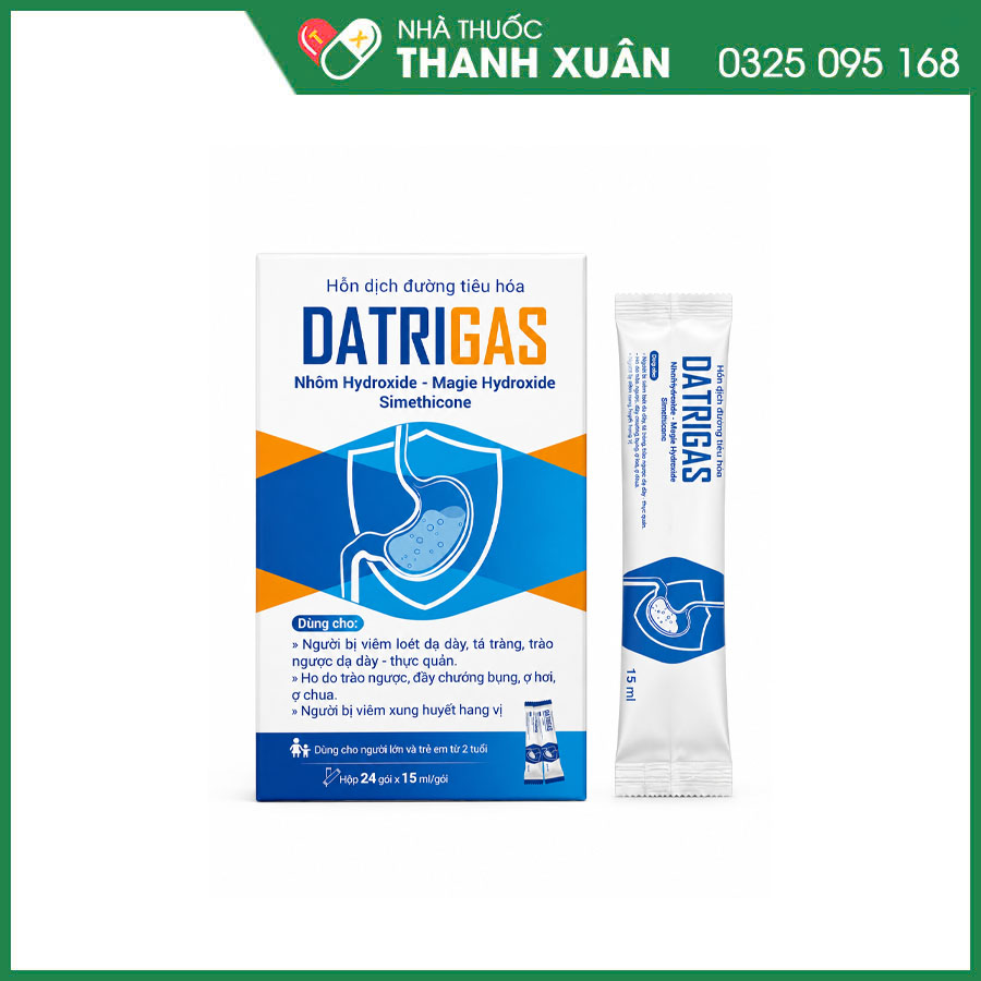 Datrigas giúp hỗ trợ giảm tình trạng trào ngược, đầy bụng, bảo vệ vết loét dạ dày