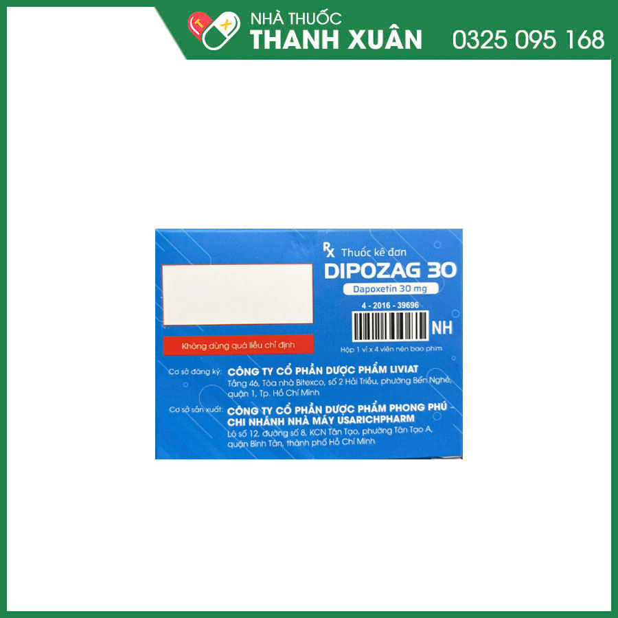Dipozag 30 thuốc điều trị xuất tinh sớm