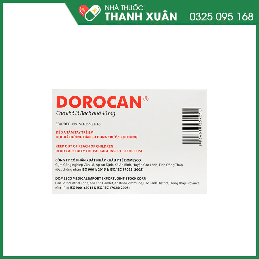 Dorocan 40mg thuốc điều trị rối loạn chú ý và trí nhớ ở người lớn tuổi