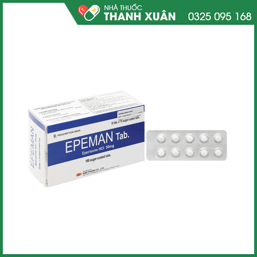 Epeman Tab. 50mg giúp cải thiện chứng tăng trương lực cơ, liệt cơ trong hội chứng đốt sống cổ, đau thắt lưng
