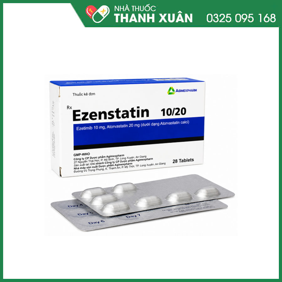 Ezenstatin 10/20 thuốc điều trị tăng cholesterol máu và dự phòng biến cố tim mạch
