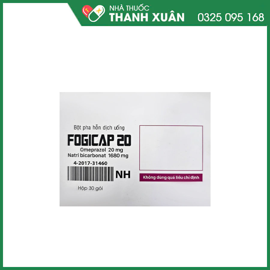 Fogicap 20 thuốc điều trị loét dạ dày–tá tràng, GERD và viêm thực quản ăn mòn