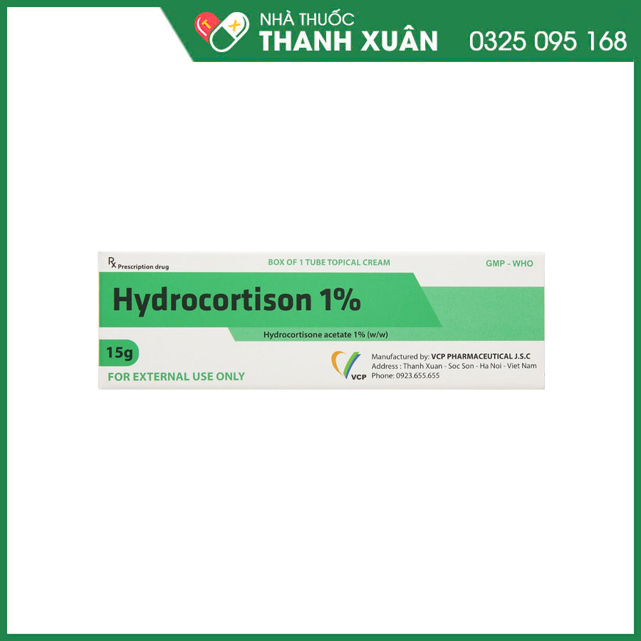 Hydrocortison 1% VCP kem bôi ngoài da điều trị viêm da kích ứng, eczema