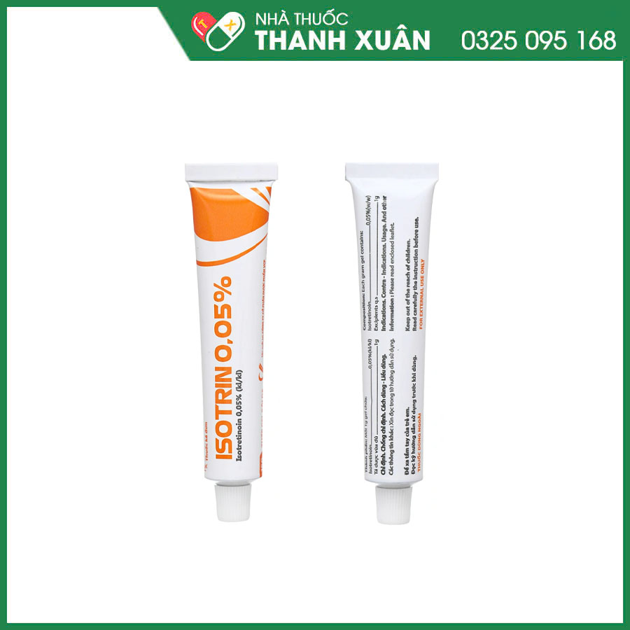 Isotrin 0,05% VCP kem bôi điều trị mụn trứng cá