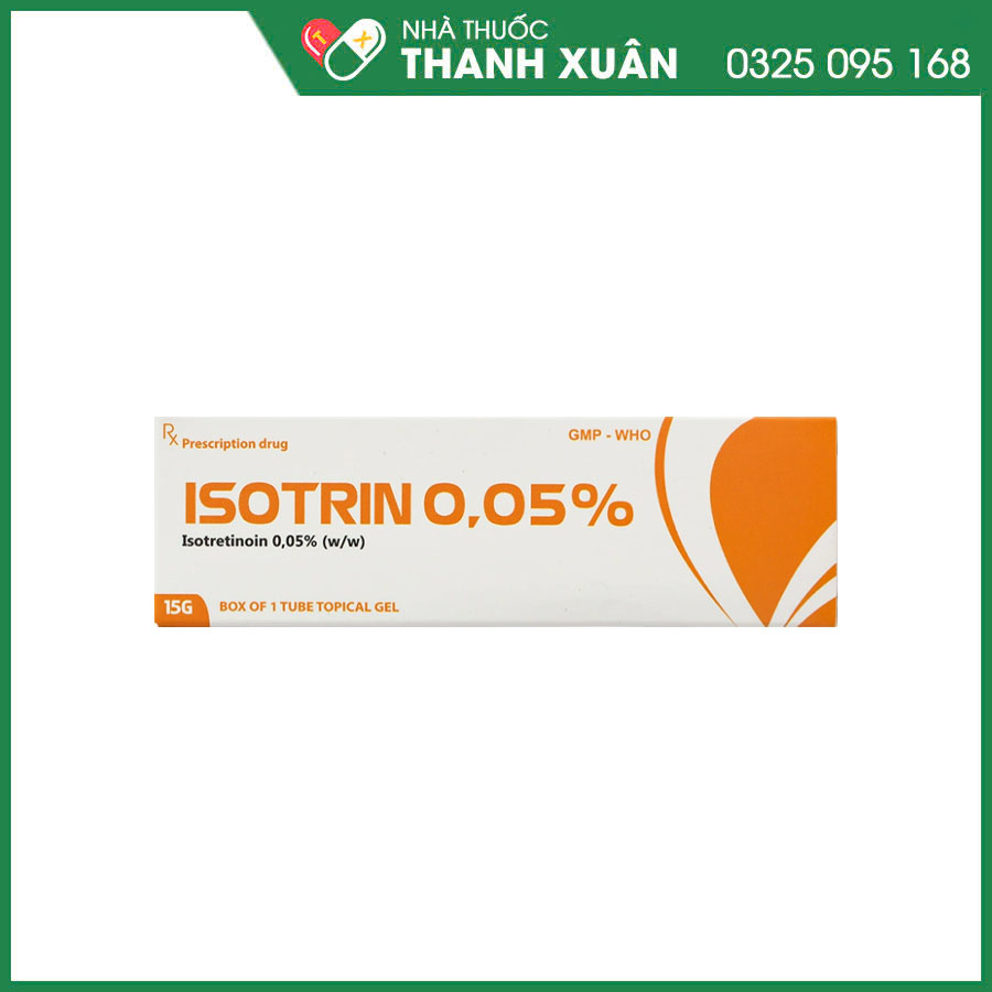 Isotrin 0,05% VCP kem bôi điều trị mụn trứng cá