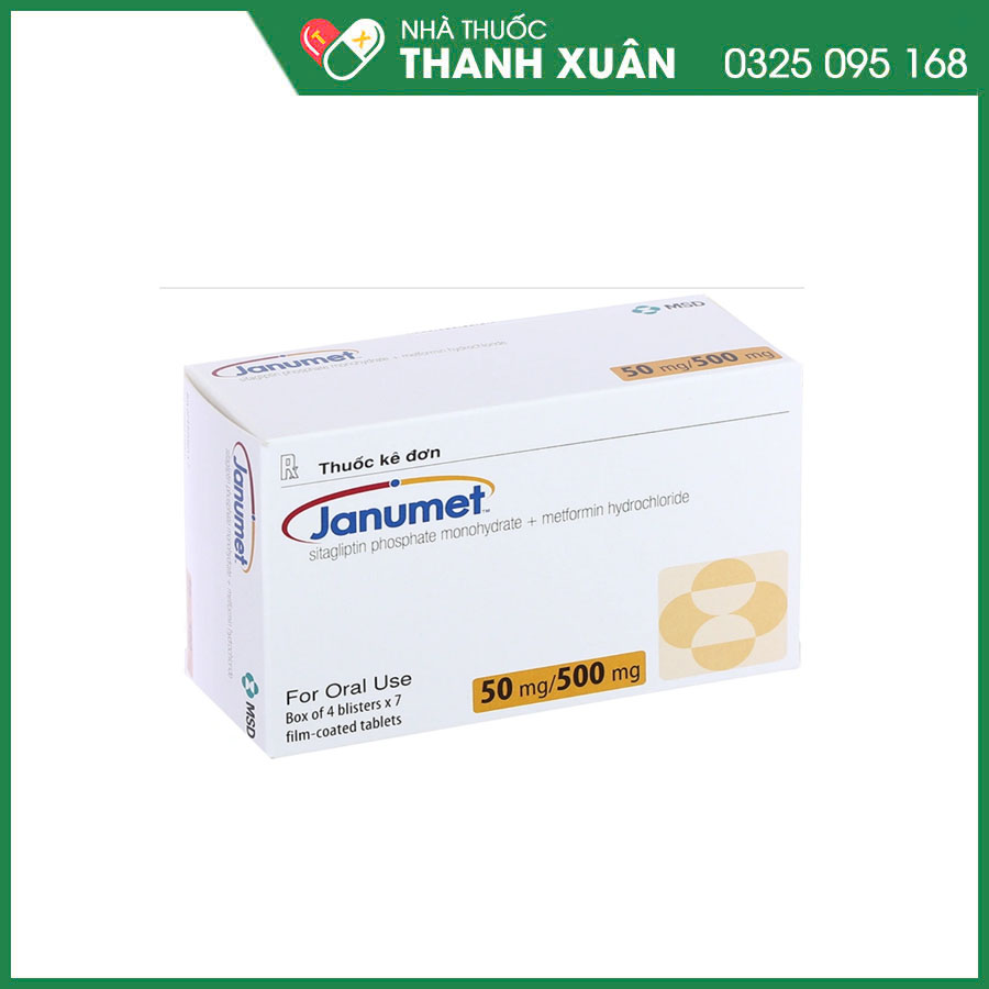 Janumet 50mg/500mg thuốc điều trị đái tháo đường týp 2